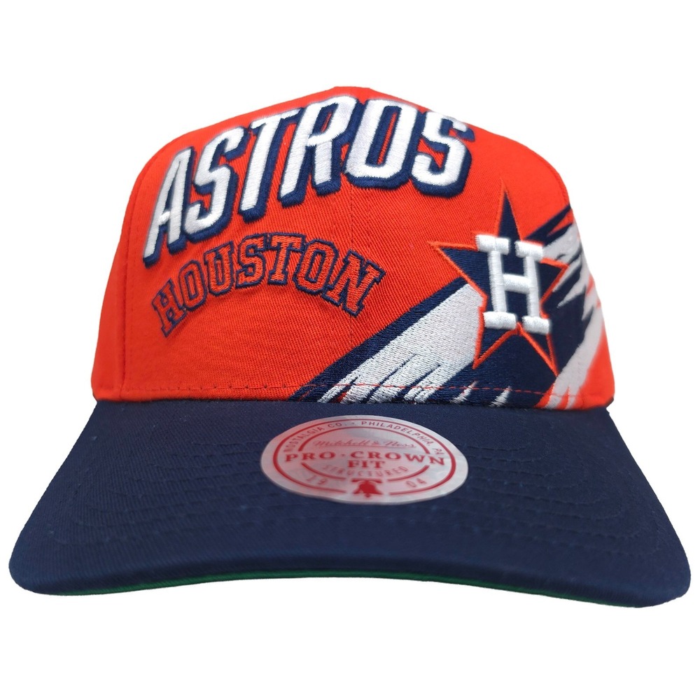 Houston Astros Mitchell & Ness MLB Pro Fit Snapback Hat Cap 3D Logo Orange NWT